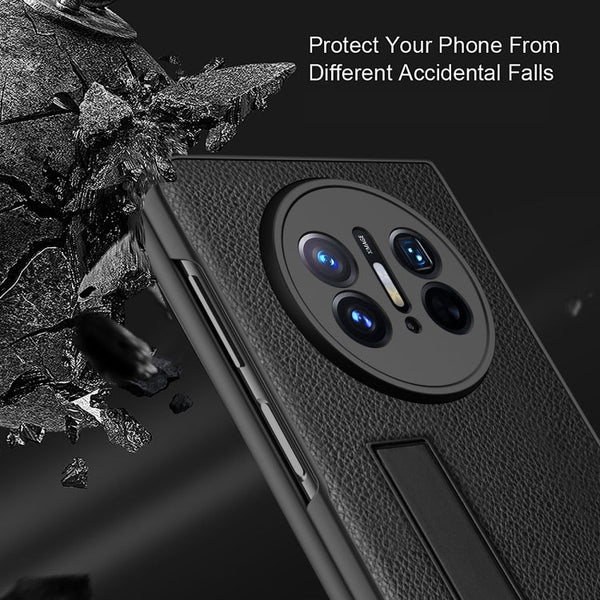 Litchi Texture Integrated Shockproof Phone Case with Holder