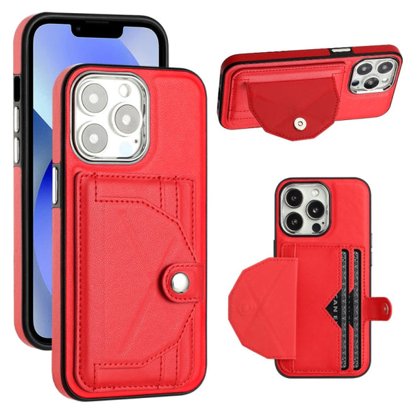 Shockproof Leather Phone Case with Card Holder, For iPhone 15 Plus, For iPhone 14 Pro, For iPhone 15, For iPhone 14 Pro Max