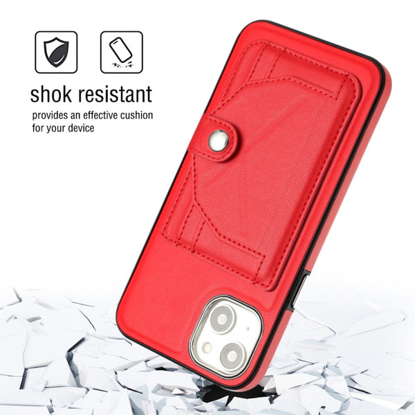 Shockproof Leather Phone Case with Card Holder, For iPhone 15 Plus, For iPhone 14 Pro, For iPhone 15, For iPhone 14 Pro Max