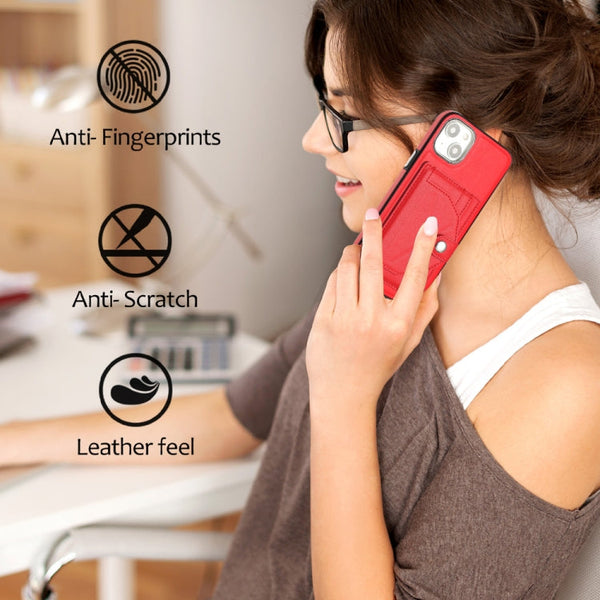 Shockproof Leather Phone Case with Card Holder, For iPhone 15 Plus, For iPhone 14 Pro, For iPhone 15, For iPhone 14 Pro Max