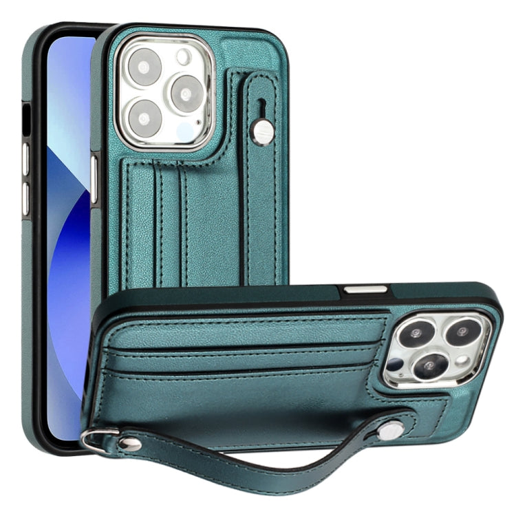 Shockproof Leather Phone Case with Wrist Strap, For iPhone 13, For iPhone 13 Pro, For iPhone 13 Pro Max, For iPhone 12 / 12 Pro