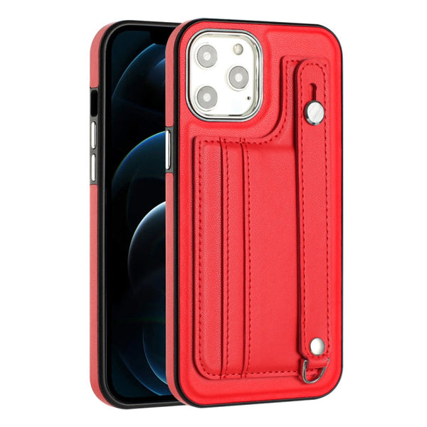 Shockproof Leather Phone Case with Wrist Strap, For iPhone 12 Pro Max, For iPhone 11, For iPhone 11 Pro, For iPhone 11 Pro Max