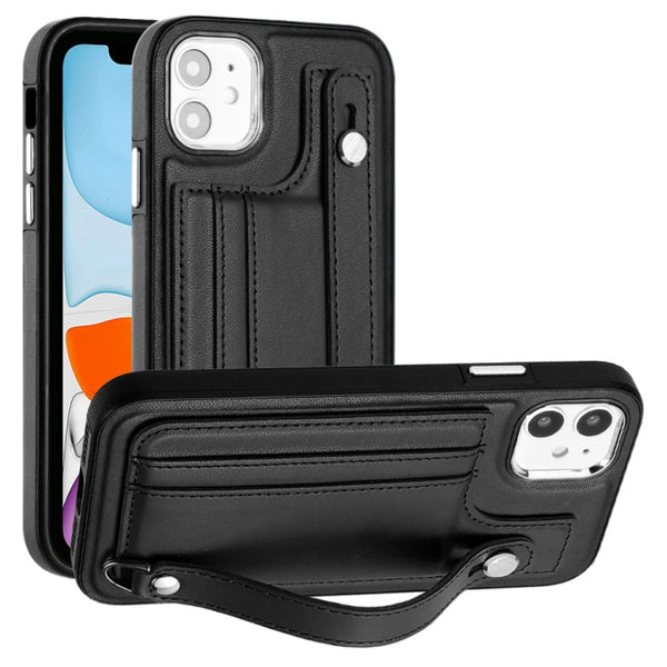 Shockproof Leather Phone Case with Wrist Strap, For iPhone 12 Pro Max, For iPhone 11, For iPhone 11 Pro, For iPhone 11 Pro Max