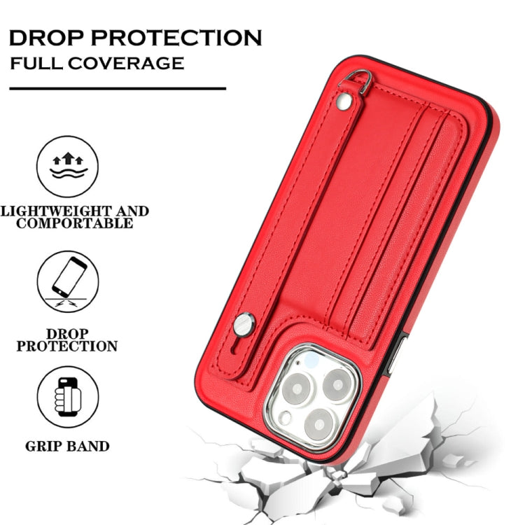 Shockproof Leather Phone Case with Wrist Strap, For iPhone 15 Pro Max, For iPhone 14, For iPhone 14 Plus, For iPhone 15 Pro