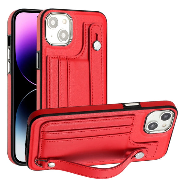 Shockproof Leather Phone Case with Wrist Strap, For iPhone 15 Plus, For iPhone 14 Pro, For iPhone 15, For iPhone 14 Pro Max