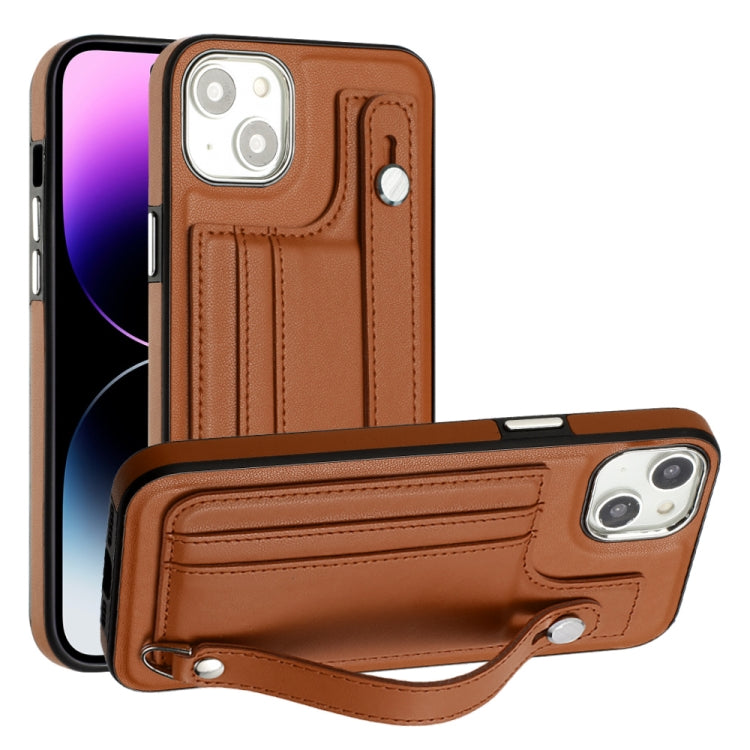 Shockproof Leather Phone Case with Wrist Strap, For iPhone 15 Plus, For iPhone 14 Pro, For iPhone 15, For iPhone 14 Pro Max