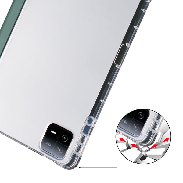 3-fold Clear TPU Smart Leather Tablet Case with Pen Slot