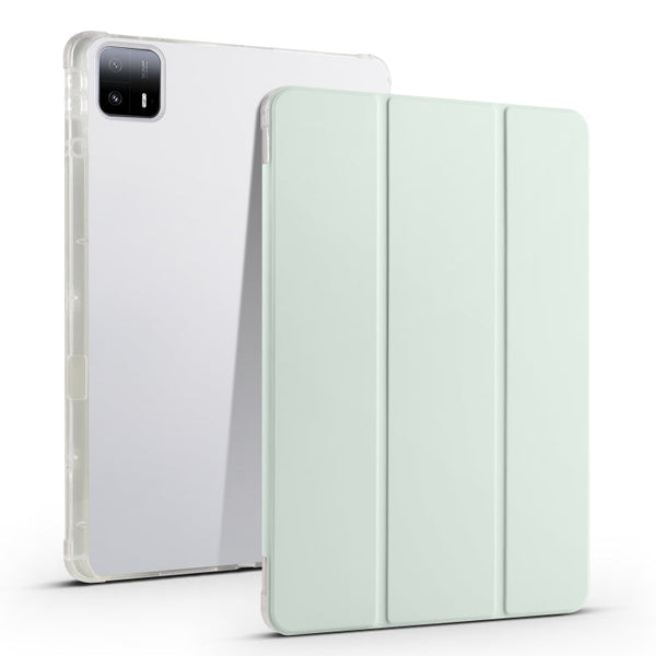 3-fold Clear TPU Smart Leather Tablet Case with Pen Slot