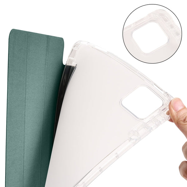 3-fold Clear TPU Smart Leather Tablet Case with Pen Slot