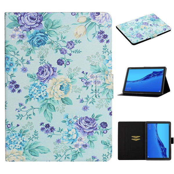 Flower Pattern Horizontal Flip Leather Case with Card Slots & Holder