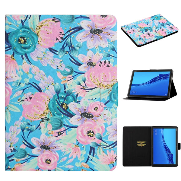 Flower Pattern Horizontal Flip Leather Case with Card Slots & Holder