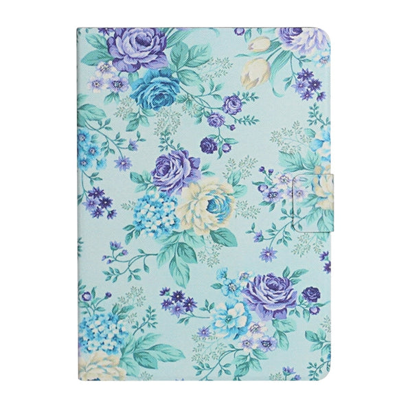 Flower Pattern Horizontal Flip Leather Case with Card Slots & Holder