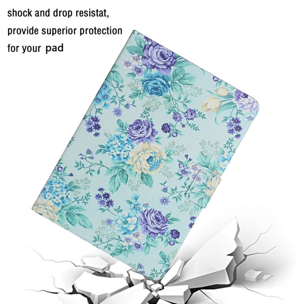 Flower Pattern Horizontal Flip Leather Case with Card Slots & Holder