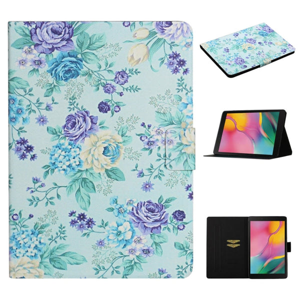 Flower Pattern Horizontal Flip Leather Case with Card Slots & Holder