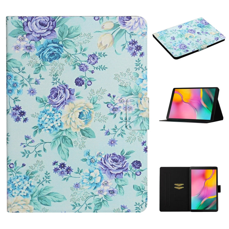 Flower Pattern Horizontal Flip Leather Case with Card Slots & Holder