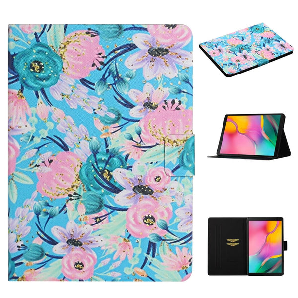 Flower Pattern Horizontal Flip Leather Case with Card Slots & Holder