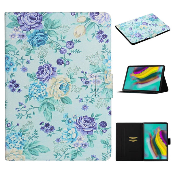 Flower Pattern Horizontal Flip Leather Case with Card Slots & Holder