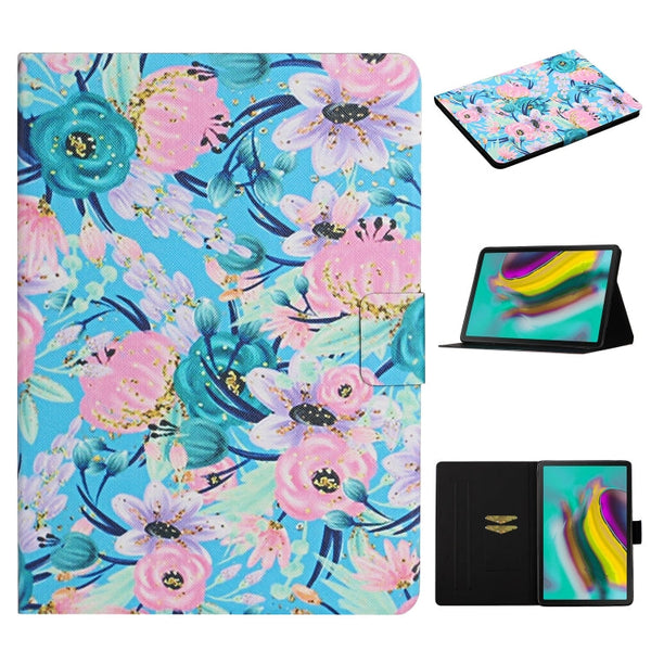 Flower Pattern Horizontal Flip Leather Case with Card Slots & Holder