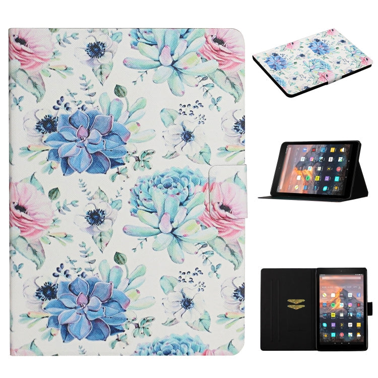 Flower Pattern Horizontal Flip Leather Case with Card Slots & Holder