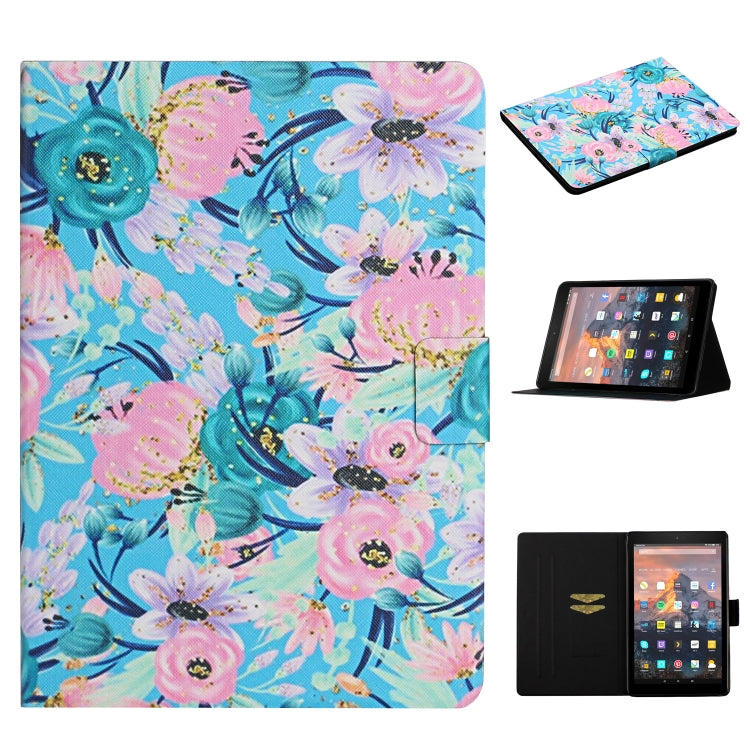 Flower Pattern Horizontal Flip Leather Case with Card Slots & Holder
