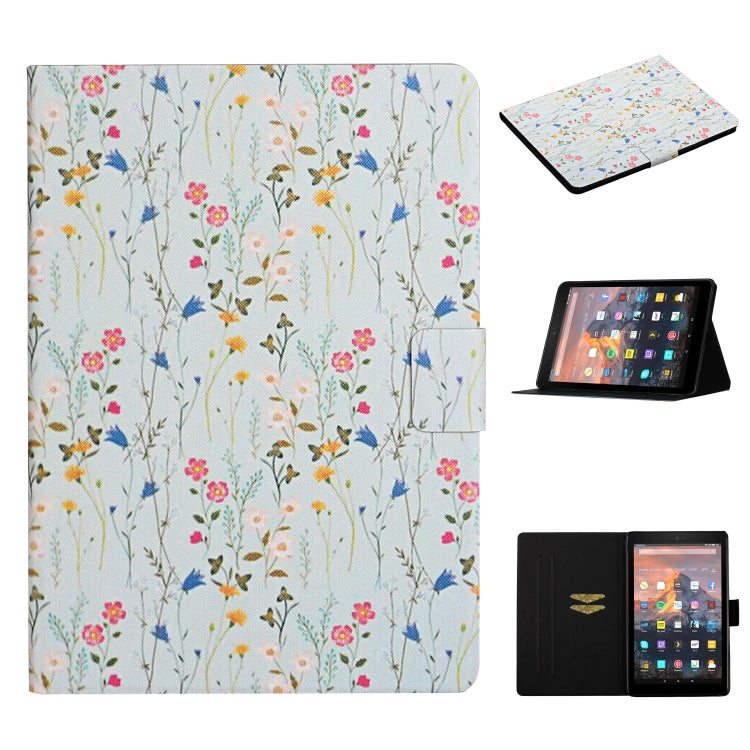 Flower Pattern Horizontal Flip Leather Case with Card Slots & Holder