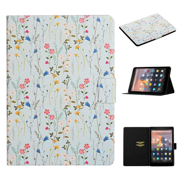 Flower Pattern Horizontal Flip Leather Case with Card Slots & Holder