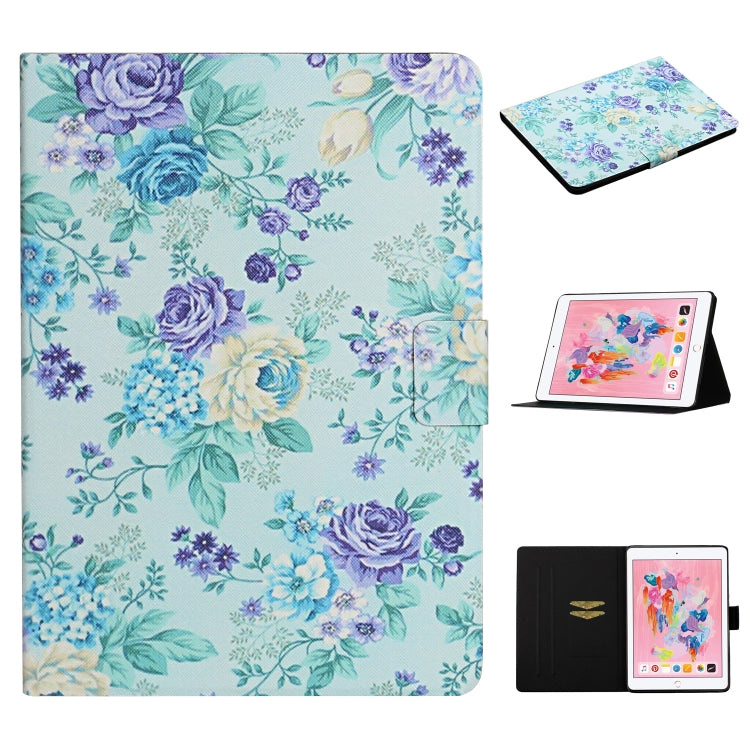 Flower Pattern Horizontal Flip Leather Case with Card Slots & Holder