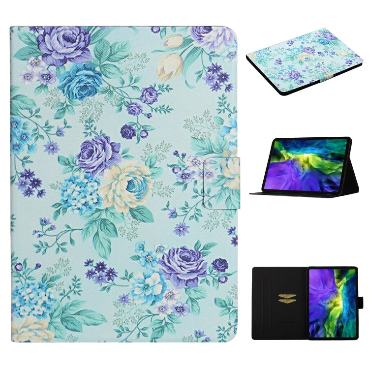 Flower Pattern Horizontal Flip Leather Case with Card Slots & Holder