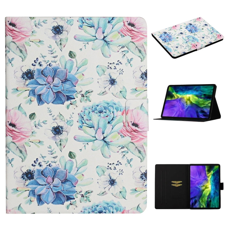 Flower Pattern Horizontal Flip Leather Case with Card Slots & Holder