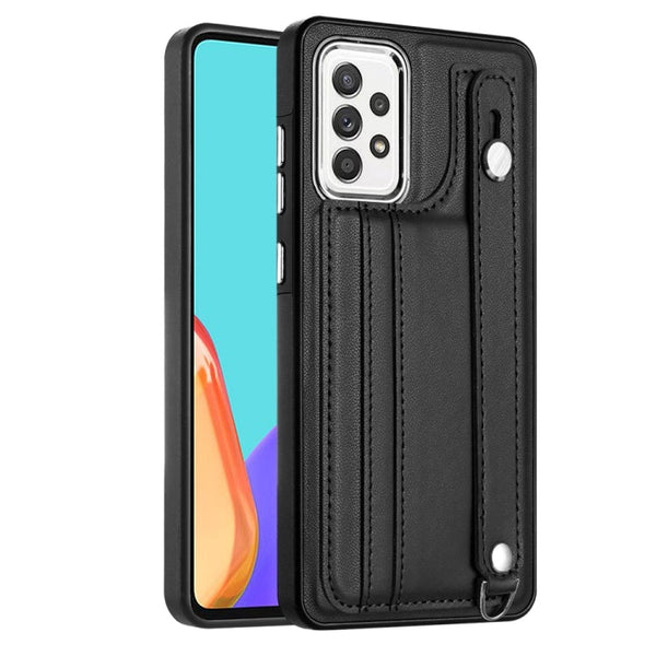 Shockproof Leather Phone Case with Wrist Strap