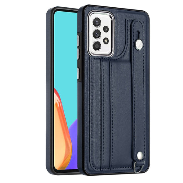 Shockproof Leather Phone Case with Wrist Strap