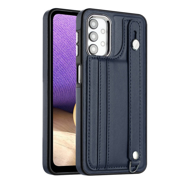 Shockproof Leather Phone Case with Wrist Strap