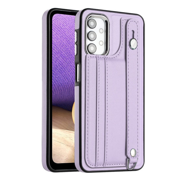 Shockproof Leather Phone Case with Wrist Strap