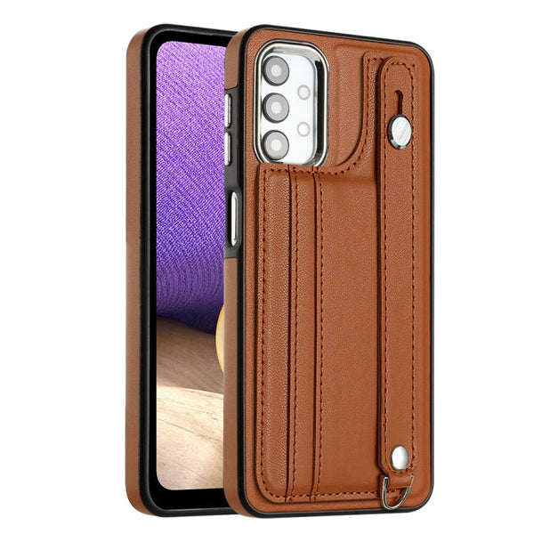 Shockproof Leather Phone Case with Wrist Strap