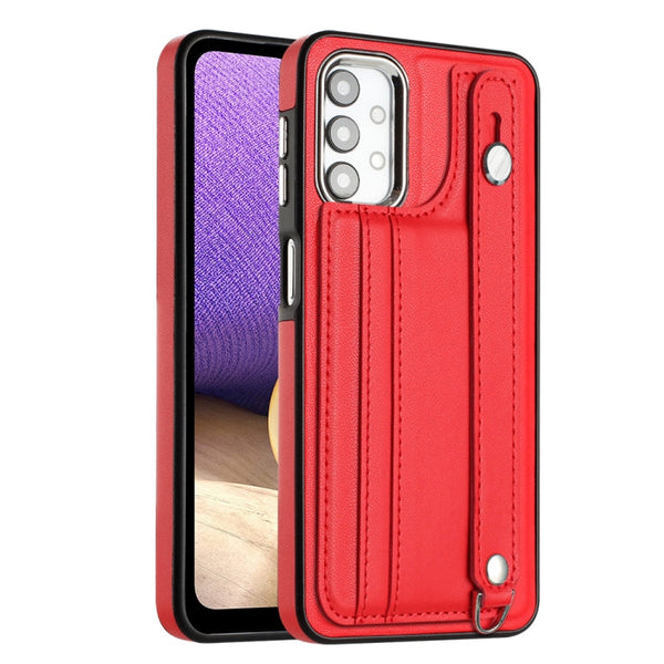 Shockproof Leather Phone Case with Wrist Strap