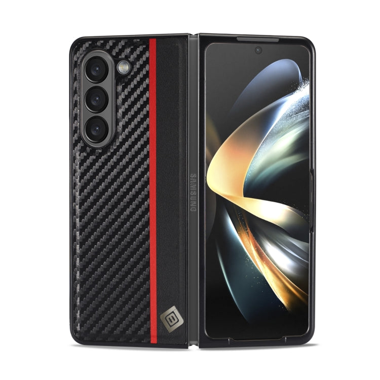 LC.IMEEKE Carbon Fiber PU + TPU Horizontal Flip Leather Phone Case, For Samsung Galaxy Z Fold5, For Samsung Galaxy Z Flip5