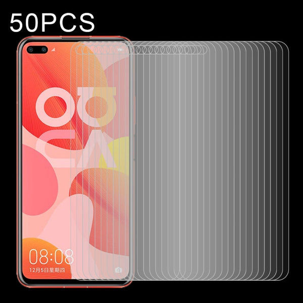 50 PCS Half-screen Transparent Tempered Glass Film