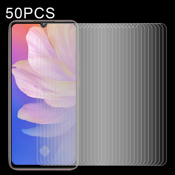 50 PCS Half-screen Transparent Tempered Glass Film