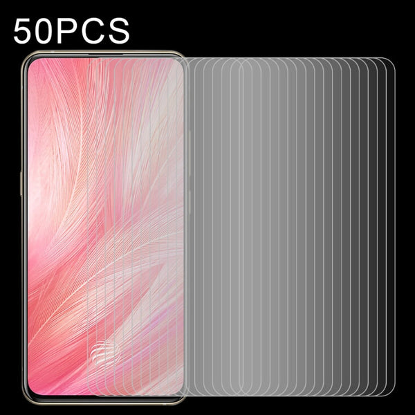 50 PCS Half-screen Transparent Tempered Glass Film
