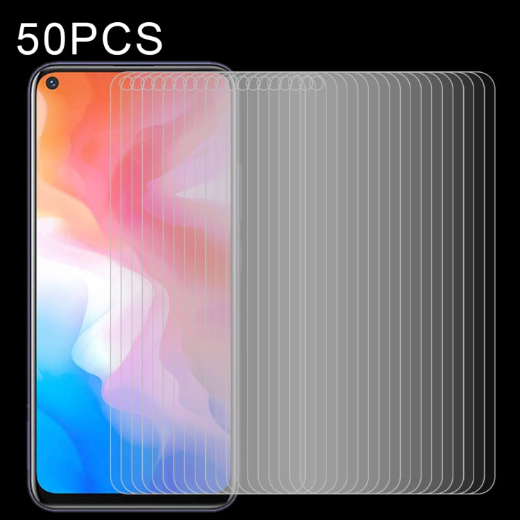 50 PCS Half-screen Transparent Tempered Glass Film