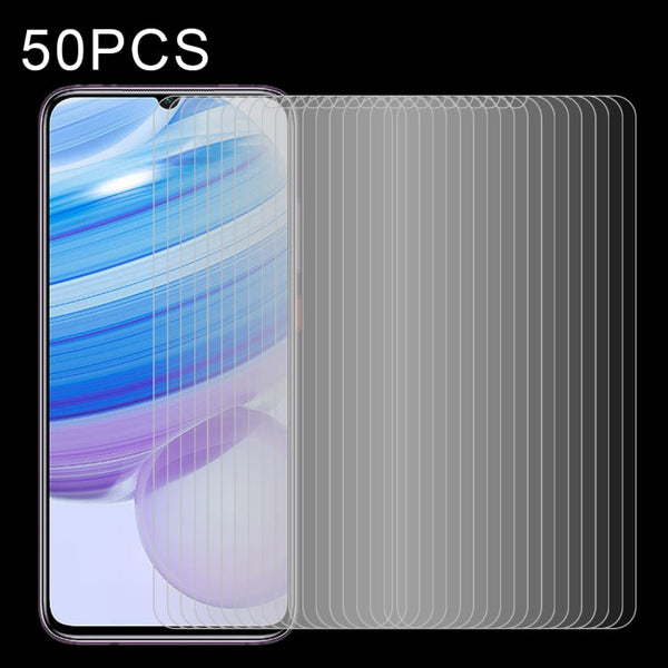 50 PCS Half-screen Transparent Tempered Glass Film