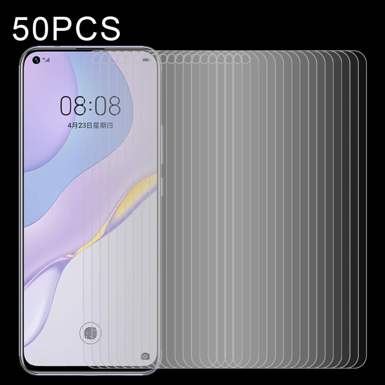 50 PCS Half-screen Transparent Tempered Glass Film