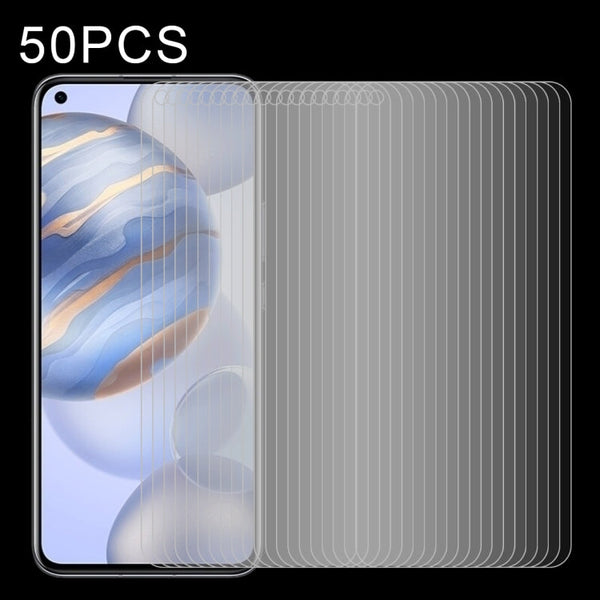 50 PCS Half-screen Transparent Tempered Glass Film
