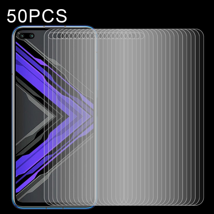 50 PCS Half-screen Transparent Tempered Glass Film