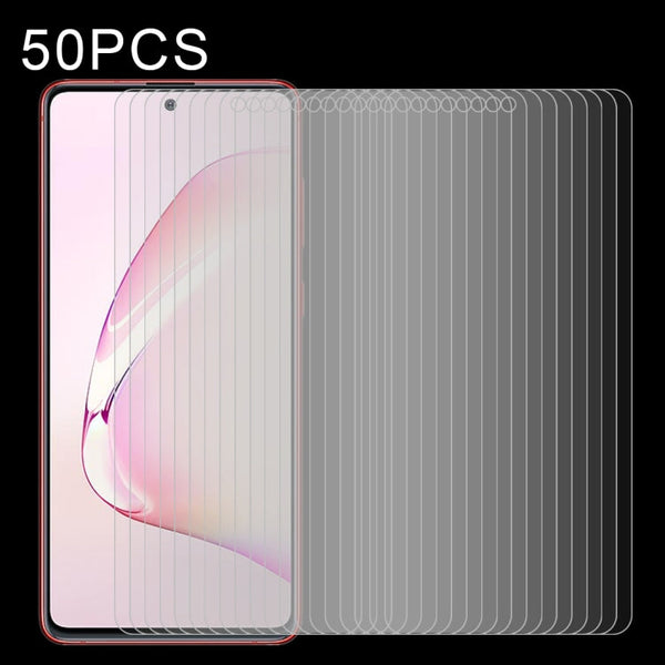 50 PCS Half-screen Transparent Tempered Glass Film