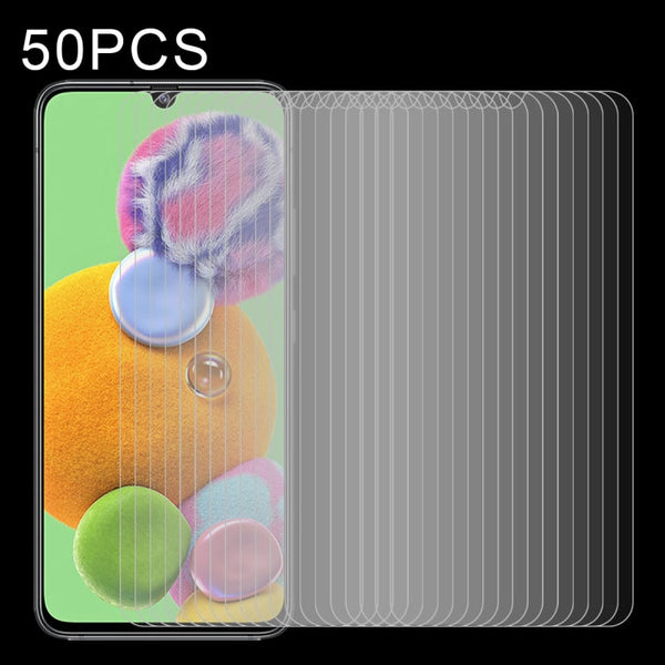 50 PCS Half-screen Transparent Tempered Glass Film