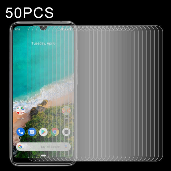 50 PCS Half-screen Transparent Tempered Glass Film