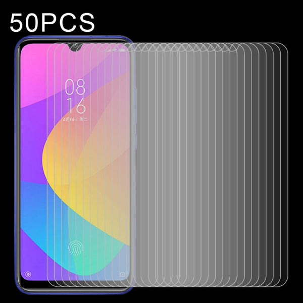 50 PCS Half-screen Transparent Tempered Glass Film