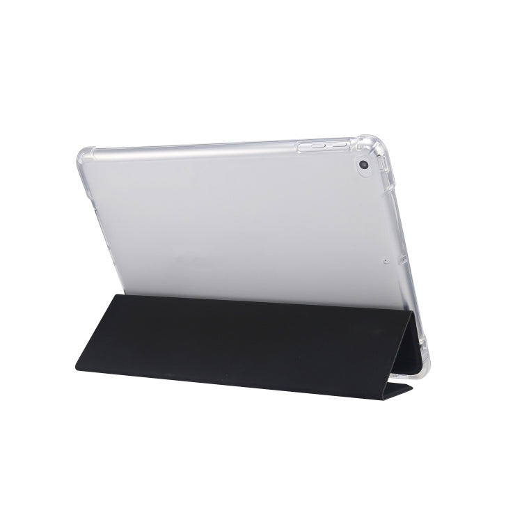 3-folding Electric Pressed Skin Texture Horizontal Flip Shockproof Transparent TPU + PU Leather Case with Holder & Pen Slot & Sleep / Wake-up Function