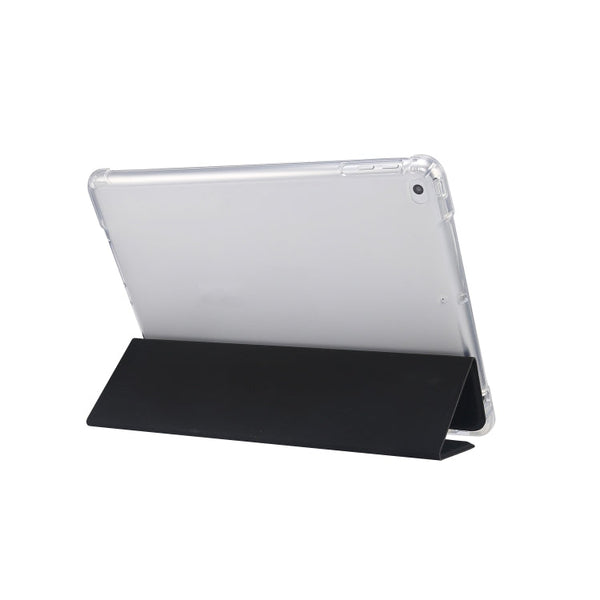 3-folding Electric Pressed Skin Texture Horizontal Flip Shockproof Transparent TPU + PU Leather Case with Holder & Pen Slot & Sleep / Wake-up Function